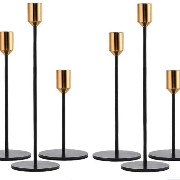 Modern Black Candle Holders – Set of 3